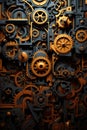 Steampunk wallpaper with gears and cogs, AI Royalty Free Stock Photo