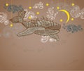 Steampunk whale in night sky