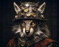 The Steampunk of the wolf is a wolf hat.