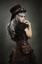 Steampunk woman back Royalty Free Stock Photo