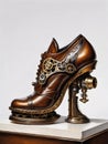 steampunk woman footwear, high heel shoe on white background, generative ai illustration, cartoon style Royalty Free Stock Photo