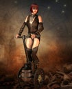 Steampunk woman on a Segway