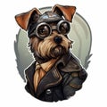 Steampunk Yorkshire Terrier Sticker: Charming Dog In Goggles And Suit