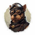 Steampunk Yorkshire Terrier Sticker: Unique Flat Shading 2d Game Art