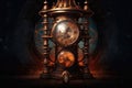 Steampunkinspired Hourglass On A Mechanical Gears Background. Generative AI Royalty Free Stock Photo