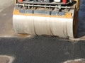 Steamroller during the asphalt laying on the road construction s Royalty Free Stock Photo