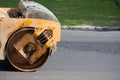 Steamroller constructing a road