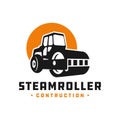 Steamroller construction tool logo Royalty Free Stock Photo