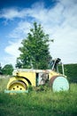 Steamroller in a meadow Royalty Free Stock Photo