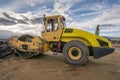 Steamroller at a road construction site Royalty Free Stock Photo