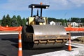 Steamroller at Road Construction Site Royalty Free Stock Photo