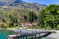 Steamship dock on Lake Wakatipu and Southern Alps mountain range, Ka Tiritiri o te Moana, Walter Peak Otago, New Zealand