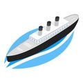 Steamship icon isometric vector. Old steam cruise ship with three smoke stack