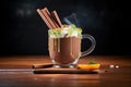 steamy cocoa cup with a melting chocolate bar Royalty Free Stock Photo