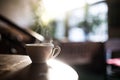 Steamy coffee cup in the sunlight Royalty Free Stock Photo