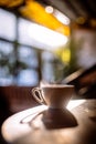 Steamy coffee cup in the sunlight Royalty Free Stock Photo