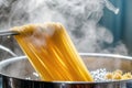 Steamy Fresh Boiled Spaghetti Ready to Serve. AI Generated
