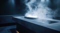 Steamy modern spa basin with built-in sinks Royalty Free Stock Photo