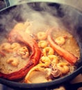 Steamy seafood pan