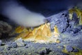 Steamy sulfur comes out of a pipe on volcano in indonesia