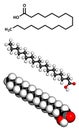 Stearic acid saturated fatty acid, molecular model Royalty Free Stock Photo