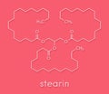 Stearin saturated fat molecule: triglyceride composed of glycerol and 3 saturated fatty acids stearic acid. Skeletal formula. Royalty Free Stock Photo