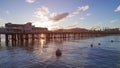 Stearns Wharf Santa Barbara California Coastline Beautiful Sunset Royalty Free Stock Photo