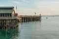 Stearns Wharf, a pier in the harbor in Santa Barbara Royalty Free Stock Photo