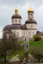 Church of the Savior on the Ascension in Stebliv, view from the Ros river Royalty Free Stock Photo