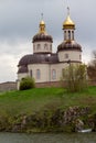 Church of the Savior on the Ascension in Stebliv, view from the Ros river Royalty Free Stock Photo