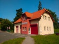Local fire station in the small town Stechovice during beautiful summer weather Royalty Free Stock Photo