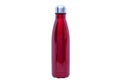 Steel or aluminium thermo water bottle. Red reusable metal bottle