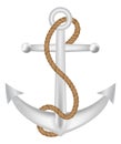 Steel anchor with brown rope logo isolated