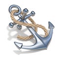 Steel anchor with rope 3D