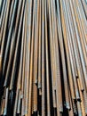 Steel armature. Steel Rebar Background with Construction Copyspace. Steel rebar for reinforcement concrete at construction site Royalty Free Stock Photo