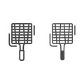 Steel barbecue grid line and solid icon, Barbecue concept, grille sign on white background, hand netted grill icon in