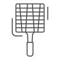 Steel barbecue grid thin line icon, Barbecue concept, grille sign on white background, hand netted grill icon in outline