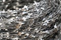 Steel barbed wire close-up. Wire coil for safety and security.