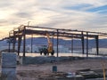 Steel Beam Commercial Building Under Construction! Royalty Free Stock Photo