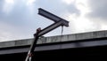 Steel beam construction on bridge infrastructure project Royalty Free Stock Photo