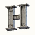 Steel beam font 3d rendering letter H Royalty Free Stock Photo