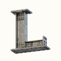 Steel beam font 3d rendering letter L