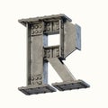 Steel beam font 3d rendering letter R Royalty Free Stock Photo