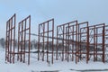 Steel beams at a construction site. Royalty Free Stock Photo