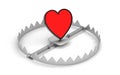 Steel bear trap with red heart symbol