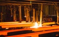 Steel Billets at Torch Cutting. Industrial Technology. Royalty Free Stock Photo