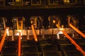 Steel Billets at Torch Cutting. Industrial Technology. Royalty Free Stock Photo