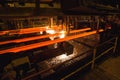 Steel Billets at Torch Cutting. Industrial Technology. Royalty Free Stock Photo