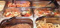 steel bins in the restaurant with very tasty Oriental foods