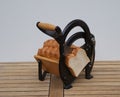 Vintage danish bread slicer with a danish white bread Royalty Free Stock Photo